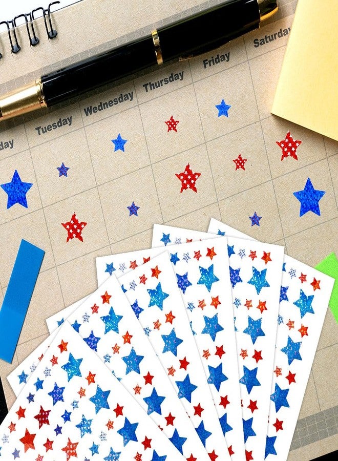Fenreen Patriotic Stickers, 900 PCS 4th of July Stickers, Glitter Red White Blue Star Sticker, American Flag Independence Day Veterans Day Sticker Decal for DIY Crafts Postcards Party Decoration - Image 3